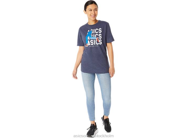 Asics unisex blue jean mile crew t-shirt män D6D025 ärftljung