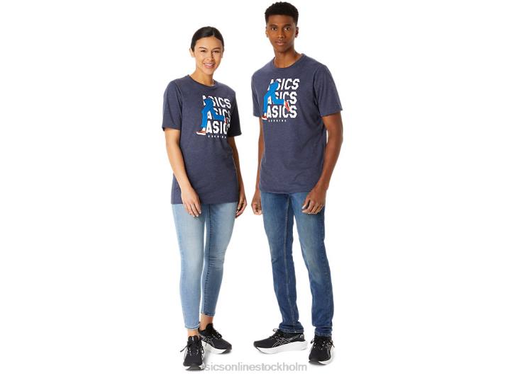 Asics unisex blue jean mile crew t-shirt män D6D025 ärftljung