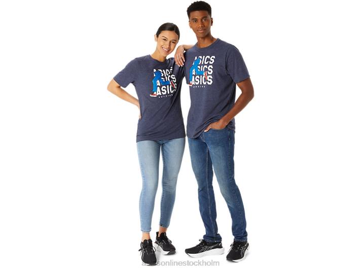 Asics unisex blue jean mile crew t-shirt män D6D025 ärftljung