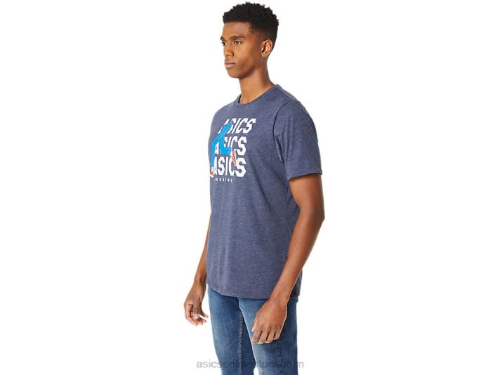 Asics unisex blue jean mile crew t-shirt män D6D025 ärftljung