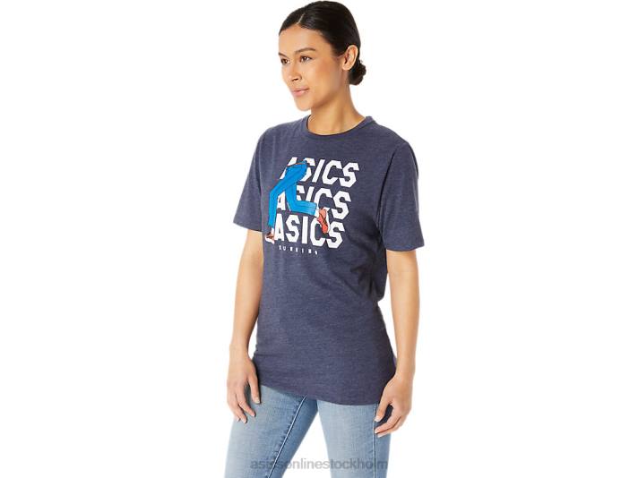 Asics unisex blue jean mile crew t-shirt män D6D025 ärftljung