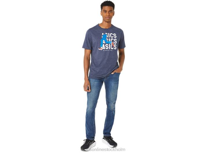 Asics unisex blue jean mile crew t-shirt män D6D025 ärftljung