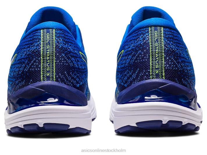 Asics gel-stratus 3 stickad män D6D0248 elektrisk blå/säkerhetsgul