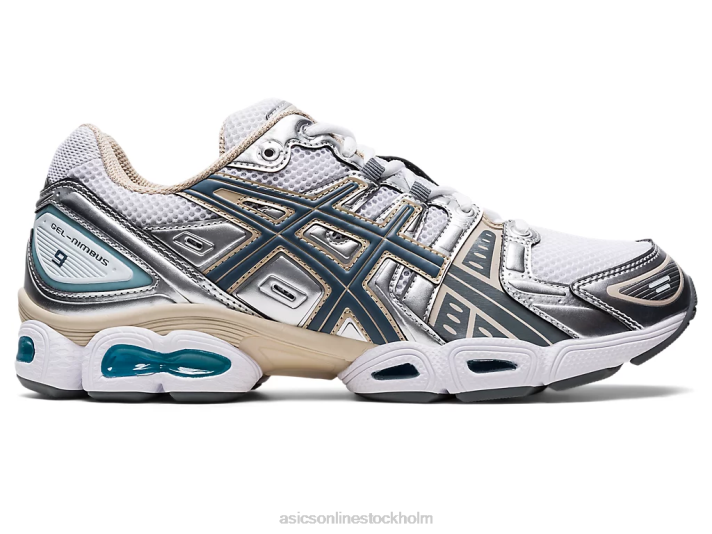 Asics gel-nimbus 9 män D6D01000 vit/stålgrå