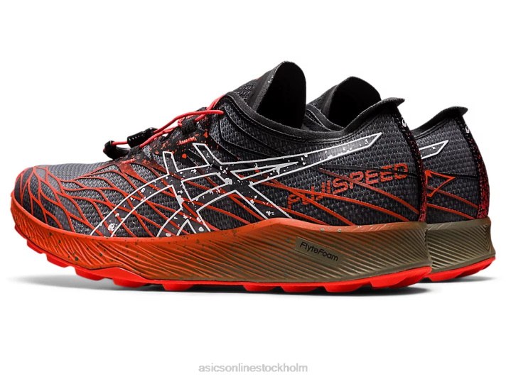 Asics fujispeed män D6D0976 svart/körsbärstomat
