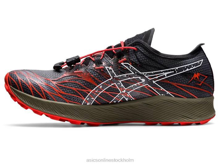 Asics fujispeed män D6D0976 svart/körsbärstomat