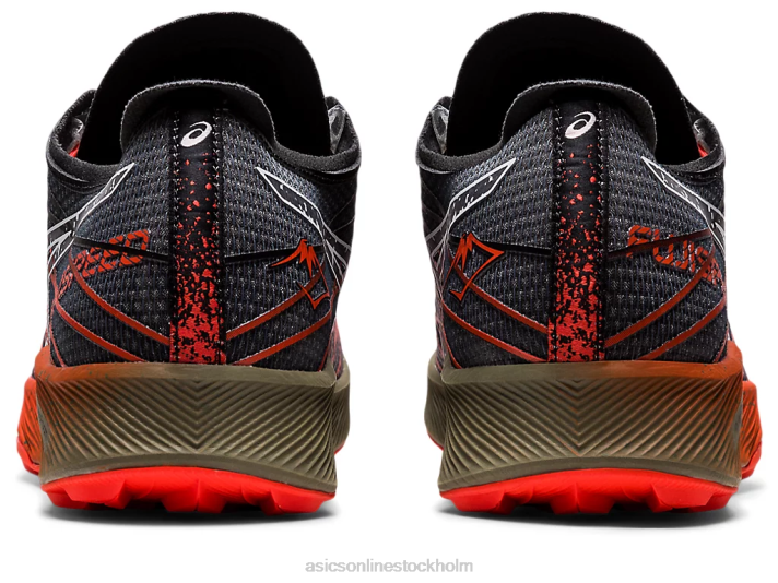 Asics fujispeed män D6D0976 svart/körsbärstomat