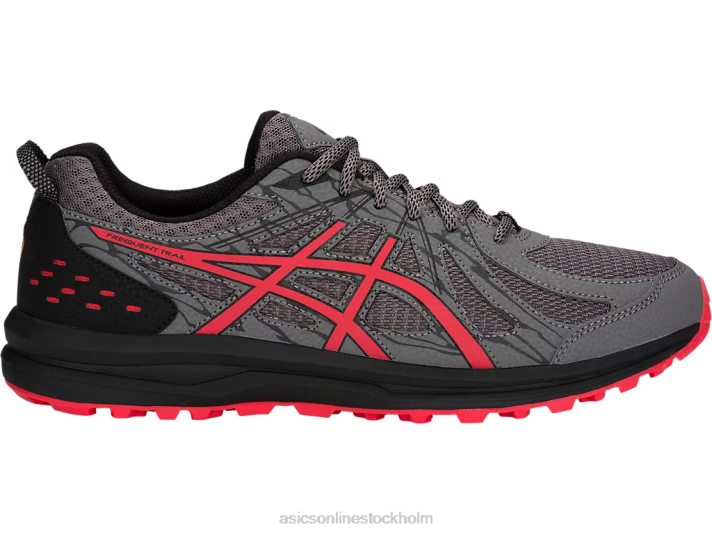 Asics täta spår män D6D02074 kol/röd varning