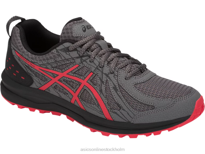 Asics täta spår män D6D02074 kol/röd varning